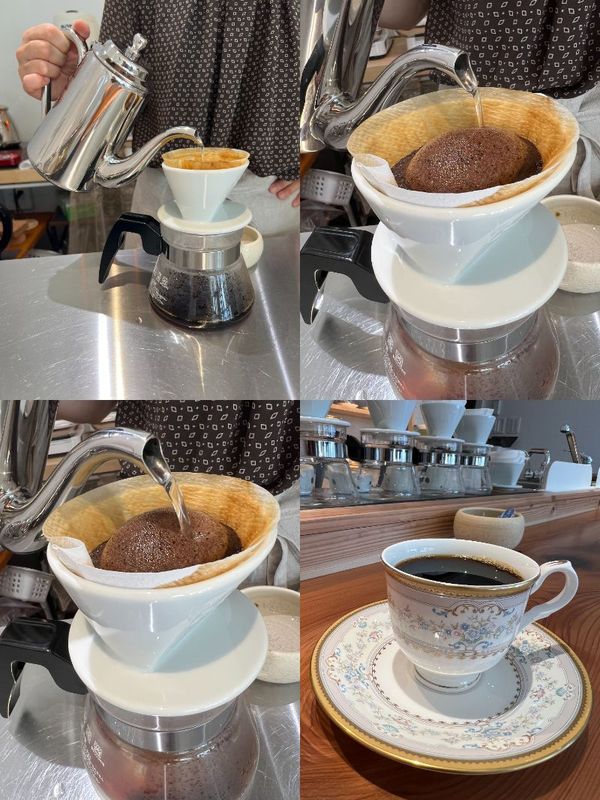 ハンドドリップする陽の香珈琲の店主